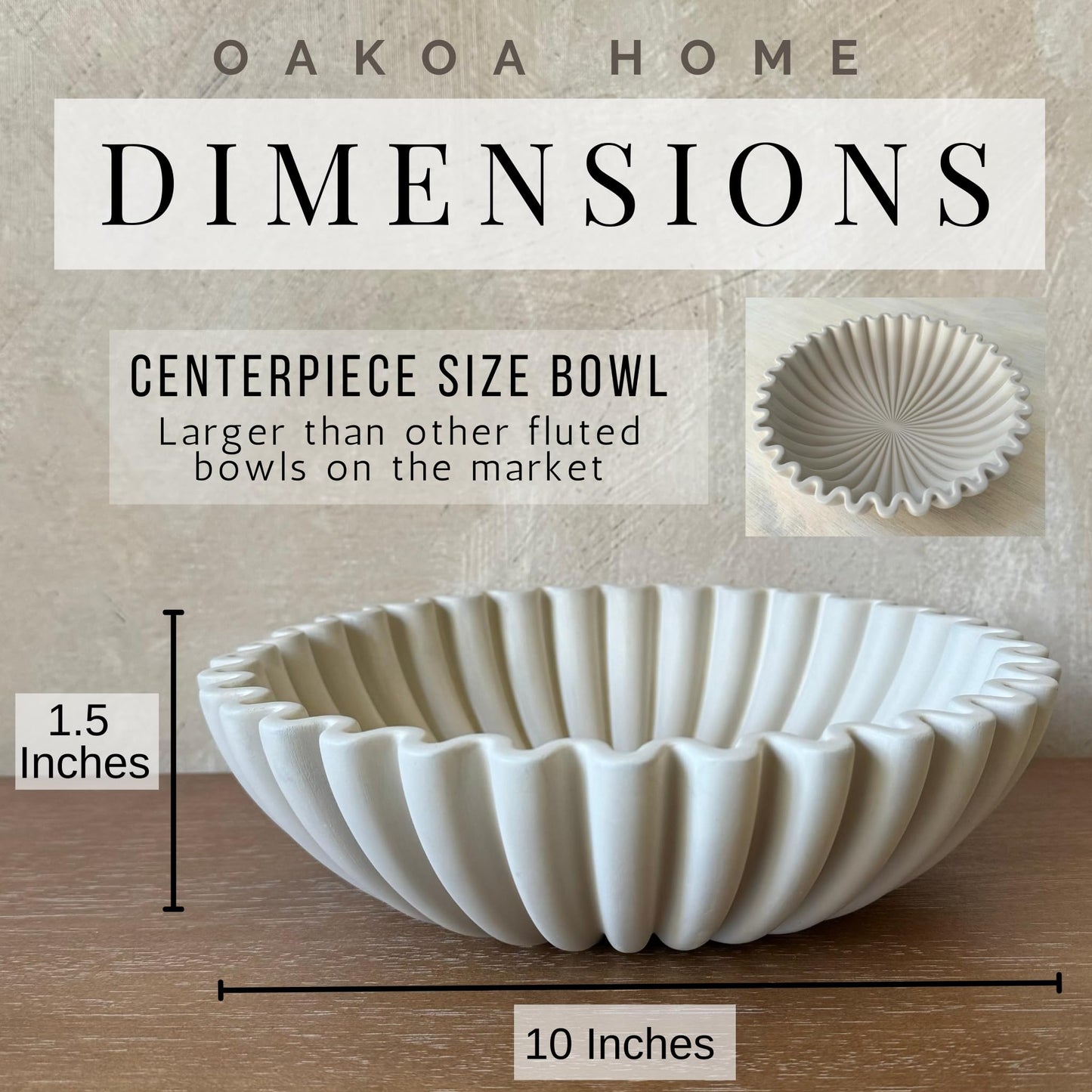 OAKOA Concrete Ruffled Bowl