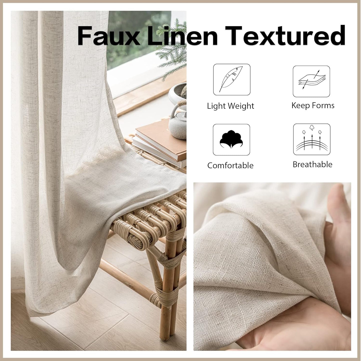 Faux Linen Sheer Curtains