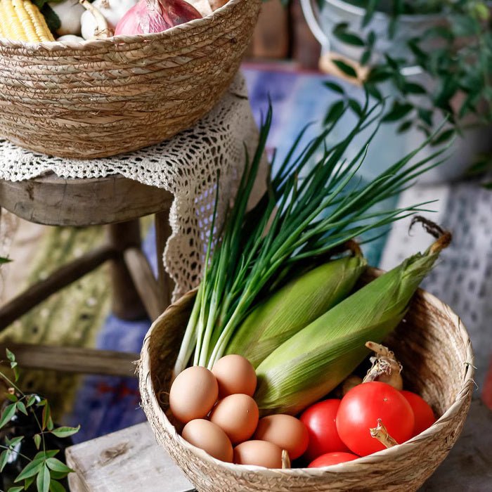 Seagrass bowl basket shown from above