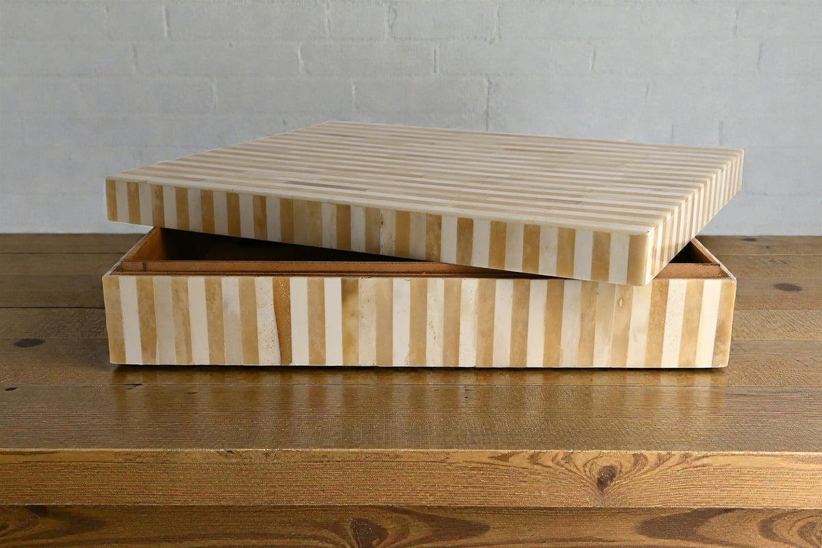 Striped Bone Decorative Box — Large by BIDKhome