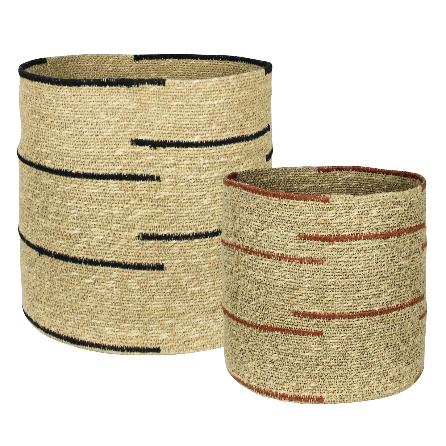 Striped Seagrass Baskets — Set of 2 — HomArt