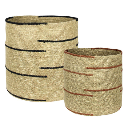 Striped Seagrass Baskets — Set of 2 — HomArt
