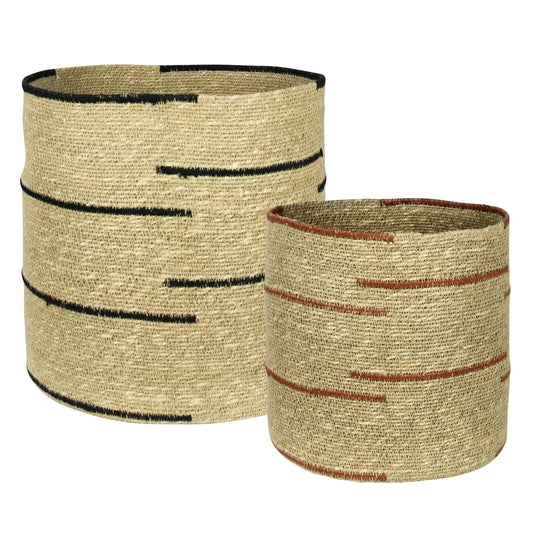 Striped Seagrass Baskets — Set of 2 — HomArt