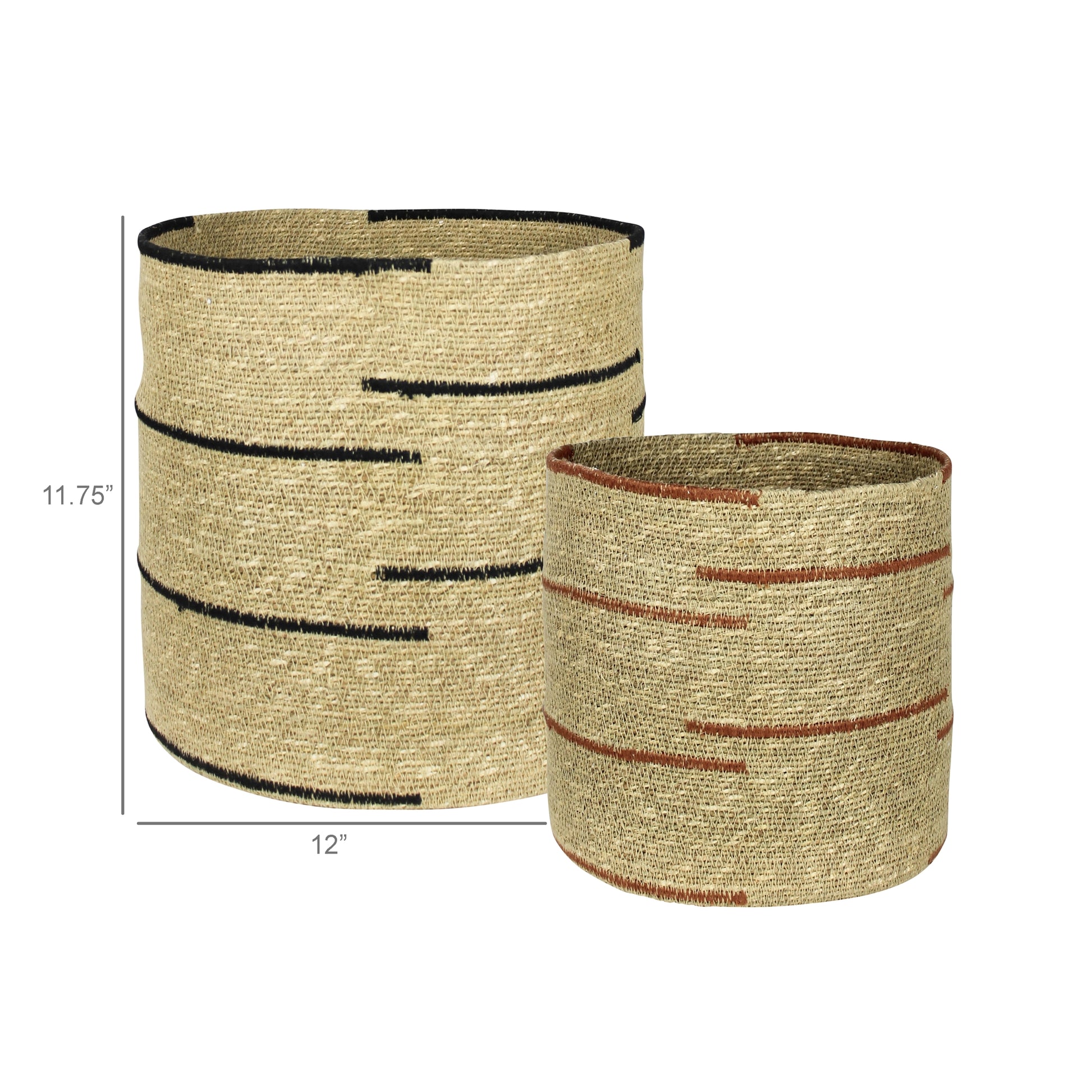 Striped Seagrass Baskets — Set of 2 — HomArt