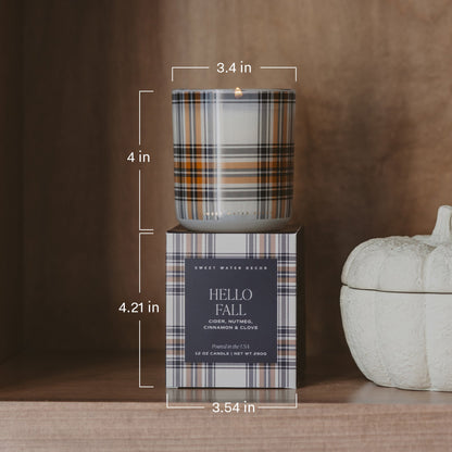 Dimensions of the 12 oz pattern box candle