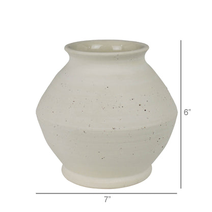 Stoneware Vase — Speckled White — HomArt