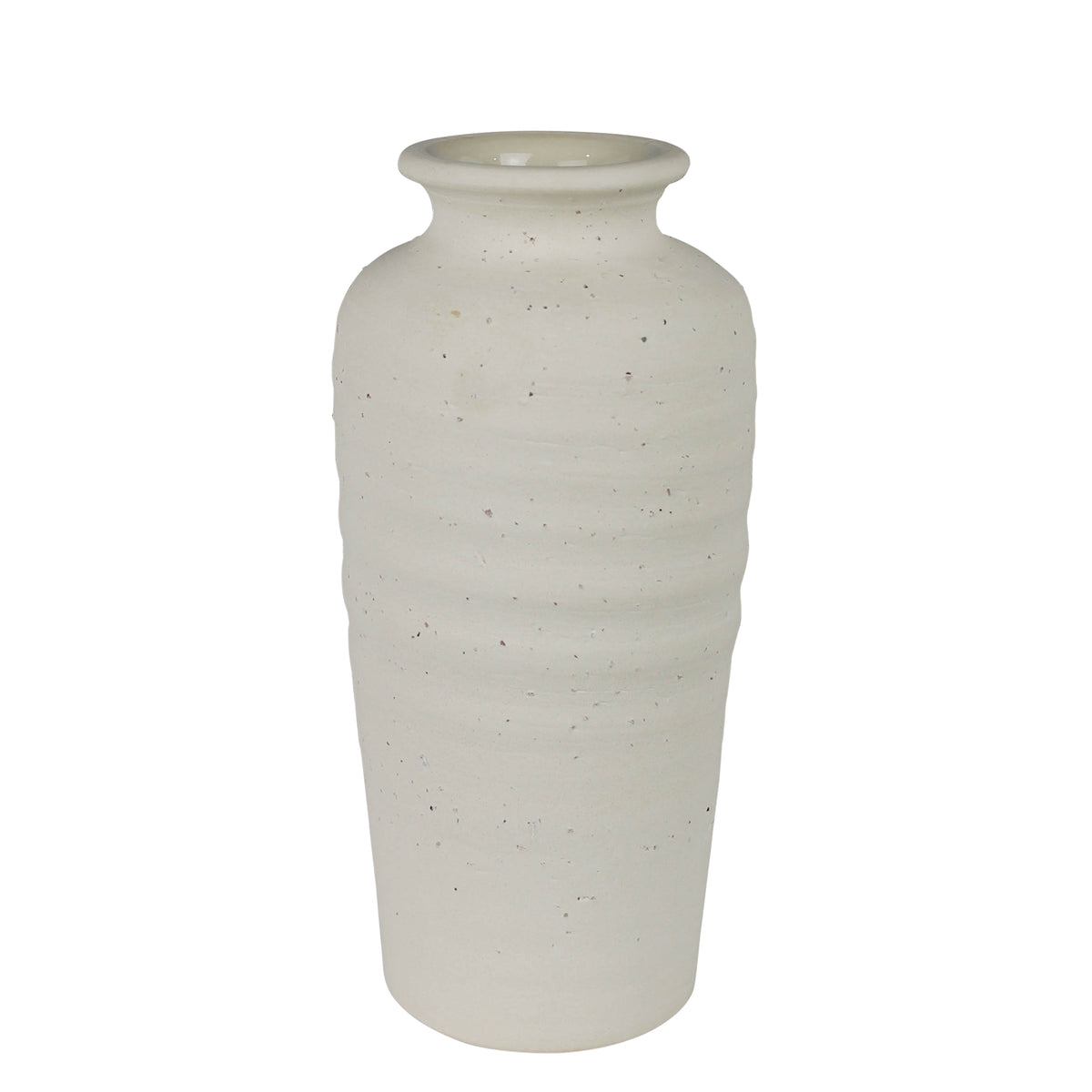 Tall Stoneware Vase — Speckled White — HomArt