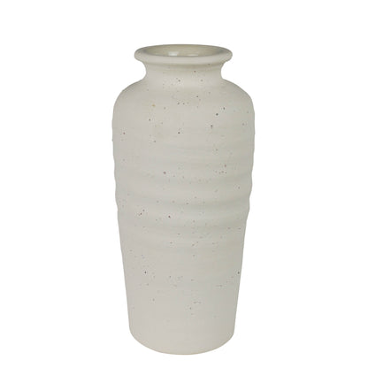 Tall Stoneware Vase — Speckled White — HomArt