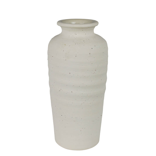 Tall Stoneware Vase — Speckled White — HomArt