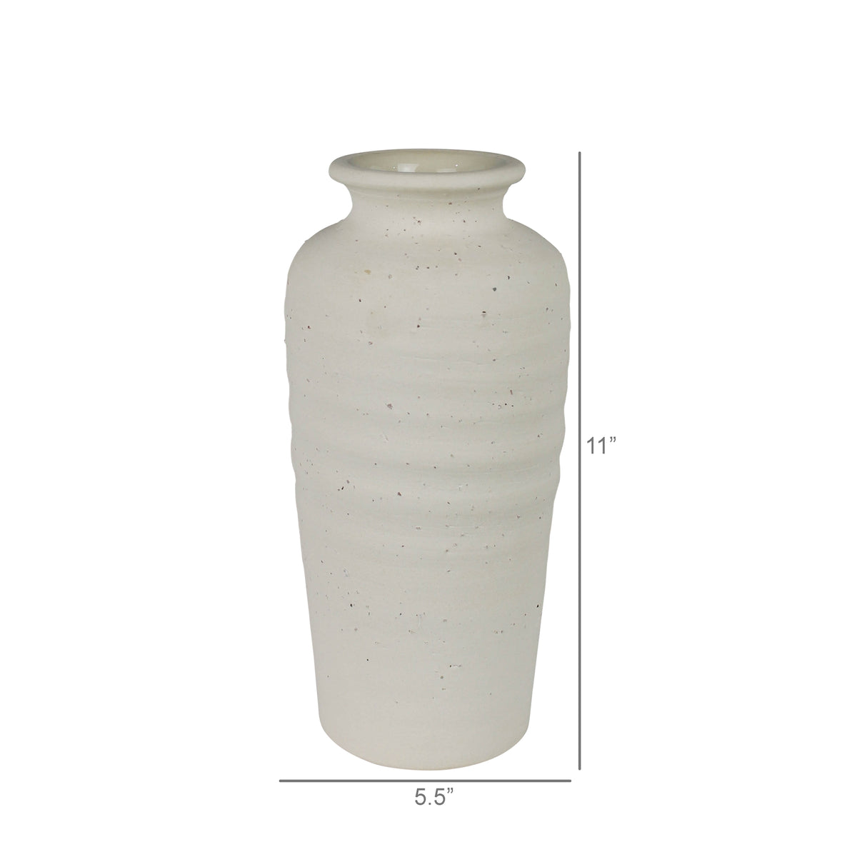 Tall Stoneware Vase — Speckled White — HomArt