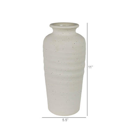 Tall Stoneware Vase — Speckled White — HomArt