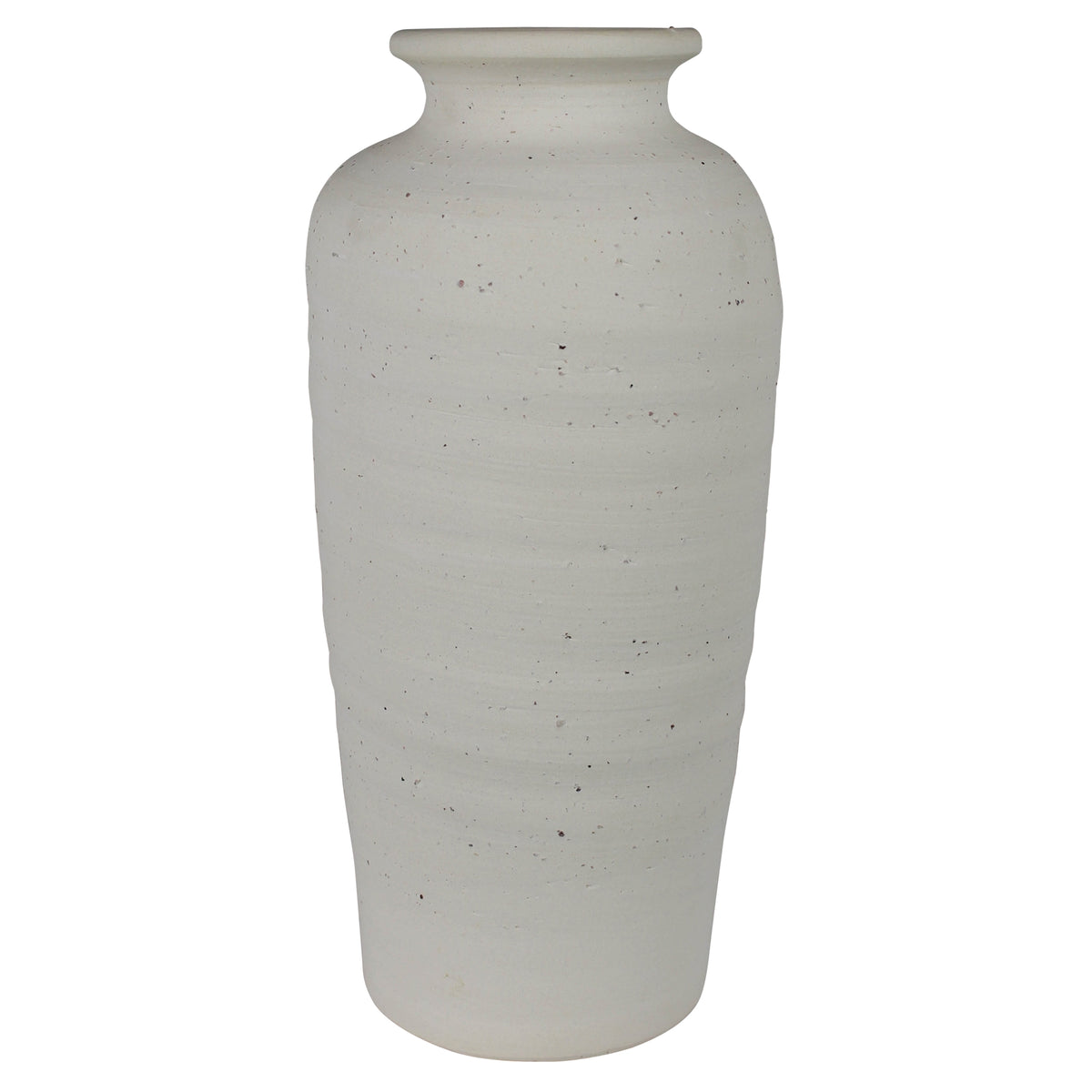 Tall Stoneware Vase — Speckled White — HomArt