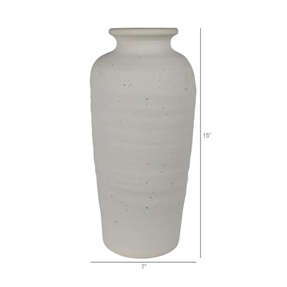 Tall Stoneware Vase — Speckled White — HomArt