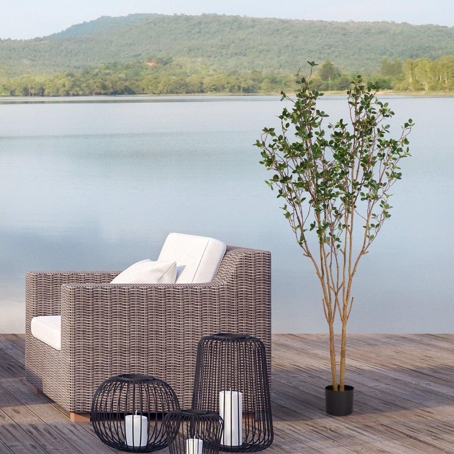 5.2FT Artificial Tree Graceful Evergreen Faux Plant