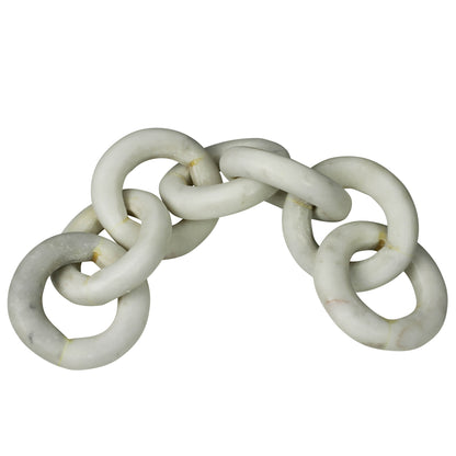 Carved marble chain with loose interlocking links