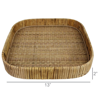 Cayman Rattan Square Tray — HomArt