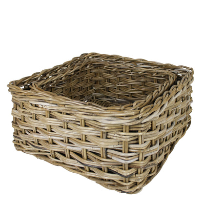 Square Rattan Baskets — Set of 2 — HomArt