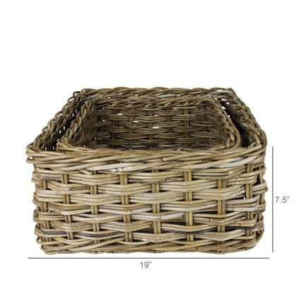 Square Rattan Baskets — Set of 2 — HomArt