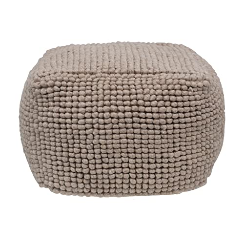 Creative Co-Op Square Wool Beige Pouf