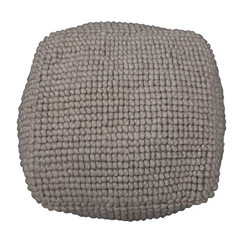 Creative Co-Op Square Wool Beige Pouf