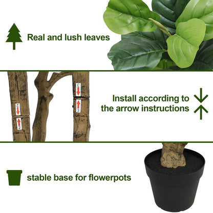 7FT Tall Artificial Banyan Tree Silk Plant – Large Faux Greenery