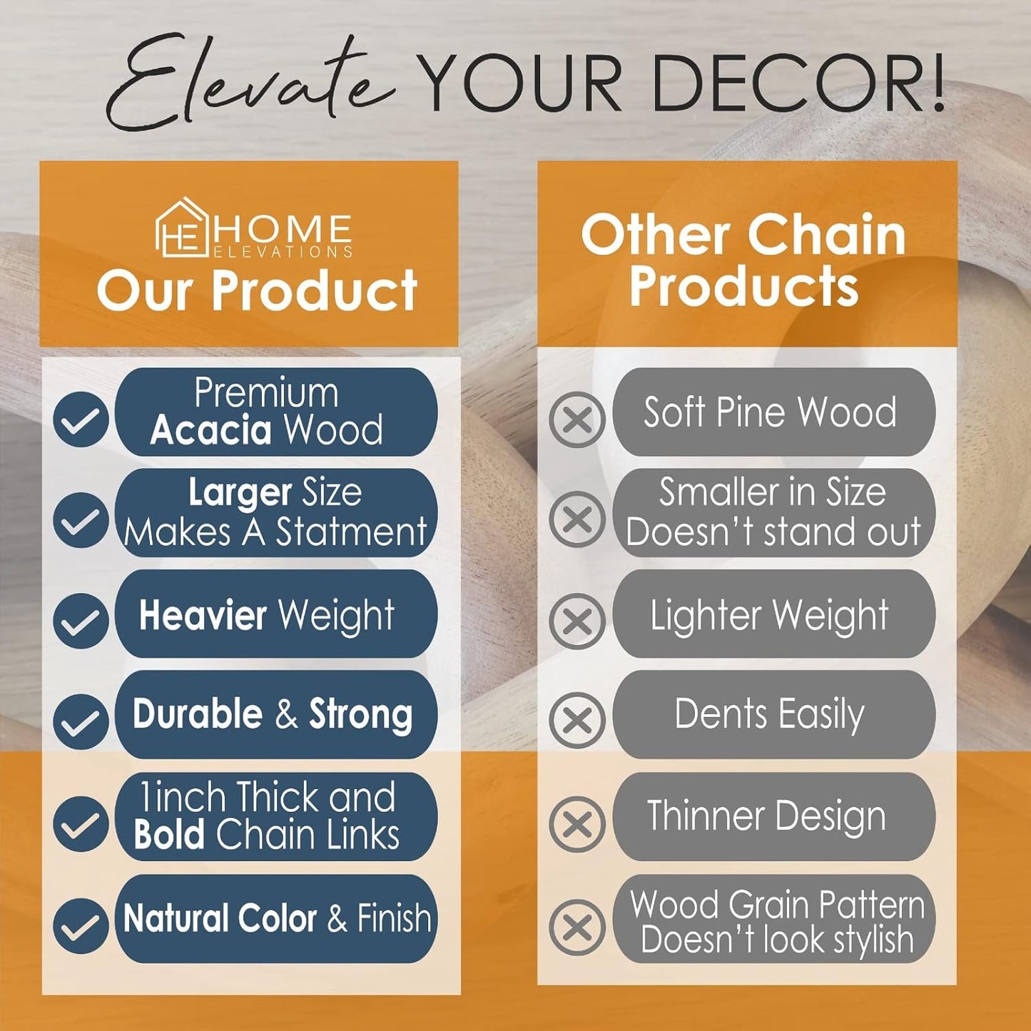 Wooden Chain Link Decor