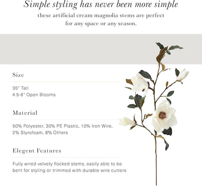Magnolia Faux Flower Branch