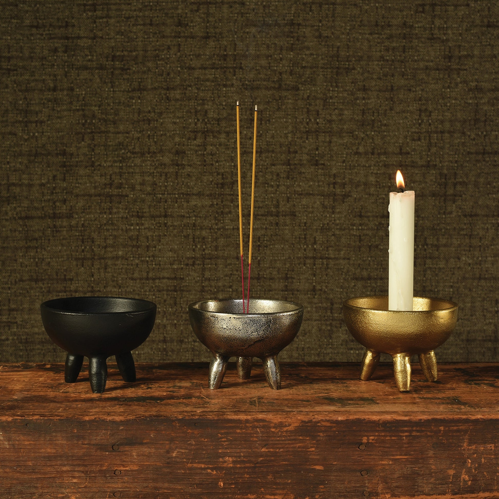 Naomi Taper + Incense Holder — Matte Black — HomArt