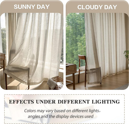 Faux Linen Sheer Curtains
