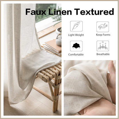 Faux Linen Sheer Curtains