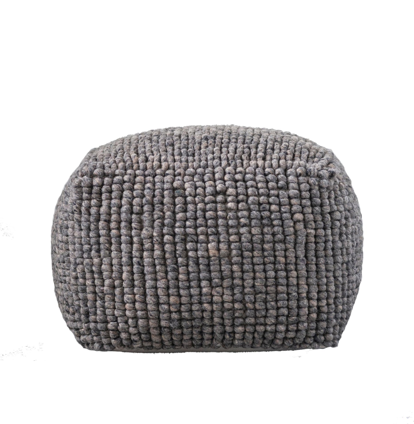 Creative Co-Op Square Wool Beige Pouf