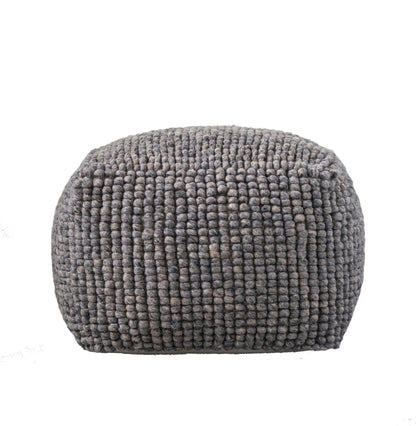 Creative Co-Op Square Wool Beige Pouf