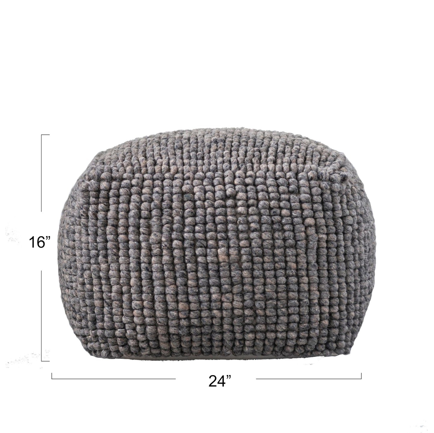 Creative Co-Op Square Wool Beige Pouf