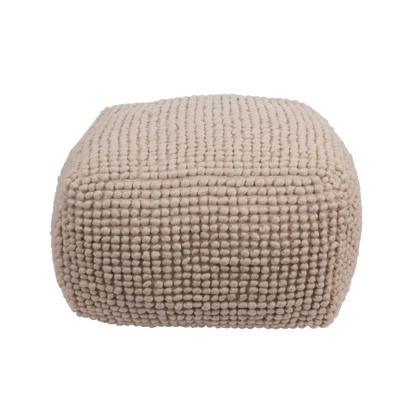 Creative Co-Op Square Wool Beige Pouf