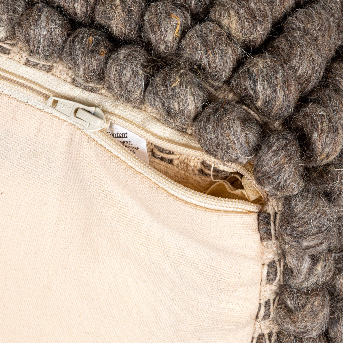 Creative Co-Op Square Wool Beige Pouf
