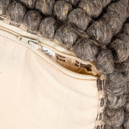 Creative Co-Op Square Wool Beige Pouf