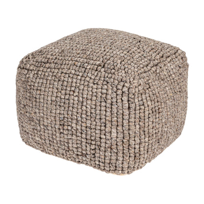 Creative Co-Op Square Wool Beige Pouf