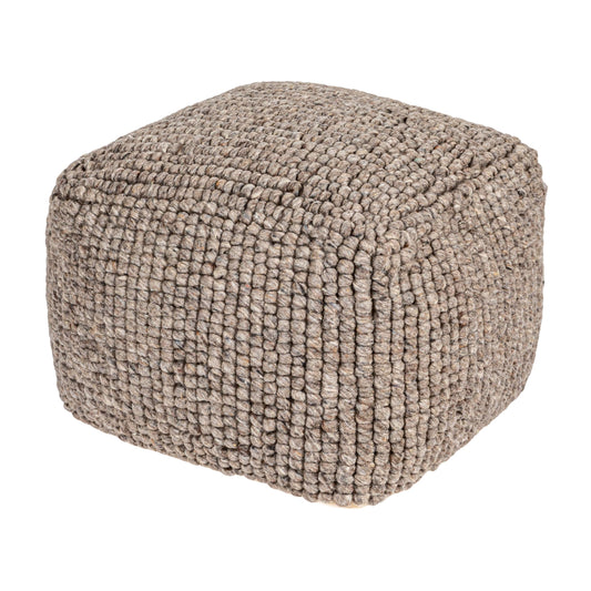 Creative Co-Op Square Wool Beige Pouf