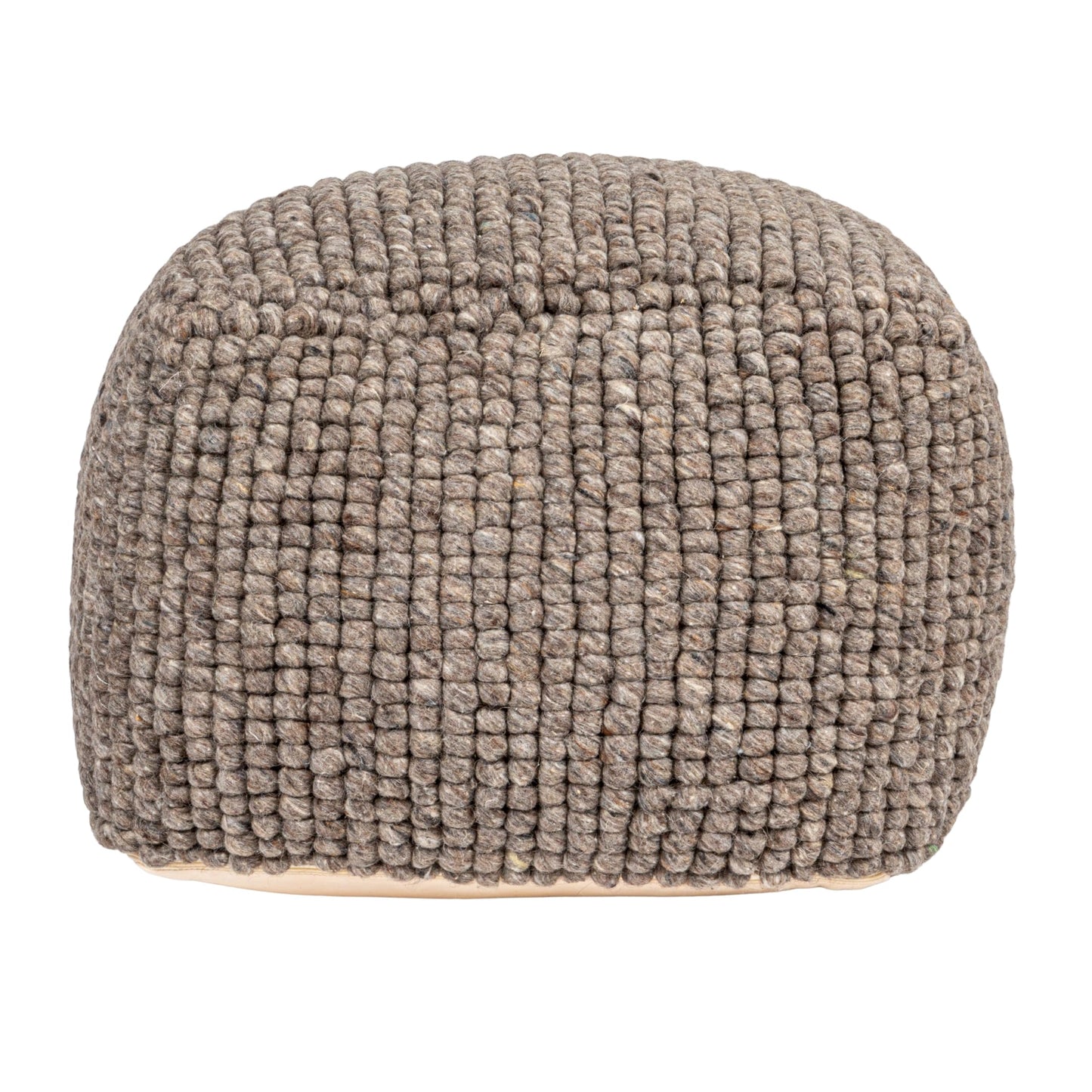 Creative Co-Op Square Wool Beige Pouf