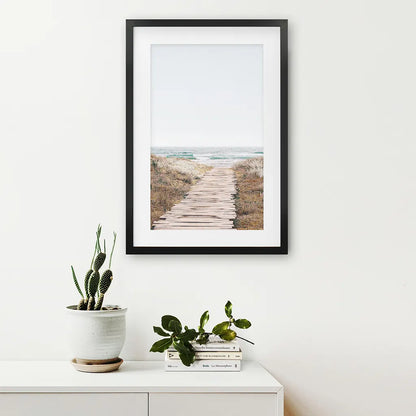 Beige Beach Pathway Wall Decor — frame and size preview 5