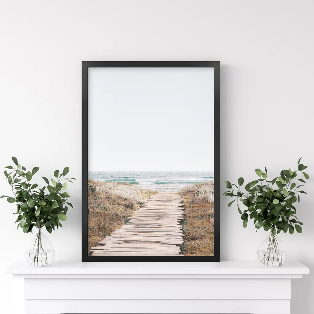 Beige Beach Pathway Wall Decor — frame and size preview 2