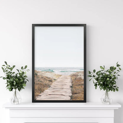 Beige Beach Pathway Wall Decor — frame and size preview 2