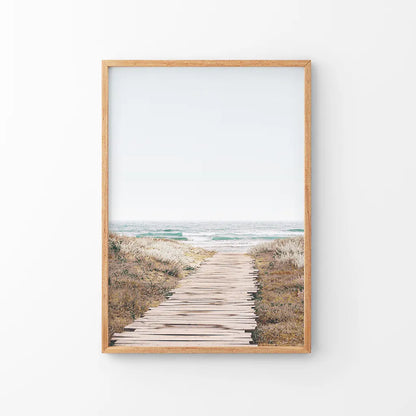 Beige Beach Pathway Wall Decor — frame and size preview 8