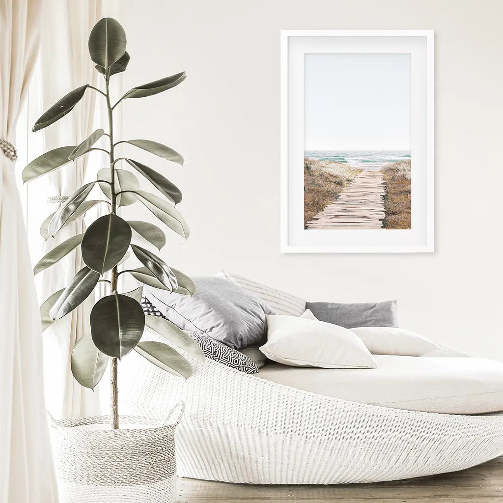 Beige Beach Pathway Wall Decor — frame and size preview 7