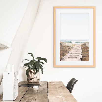 Beige Beach Pathway Wall Decor — frame and size preview 4