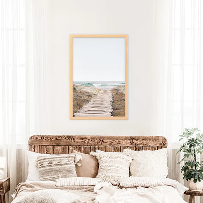 Beige Beach Pathway Wall Decor — frame and size preview 6