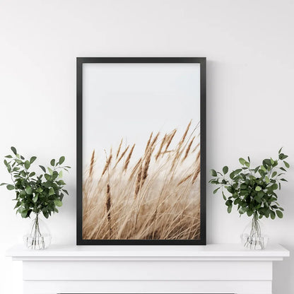 Pampas grass print in a slim black frame
