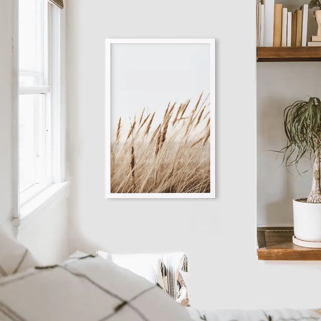 Pampas grass print in a white frame