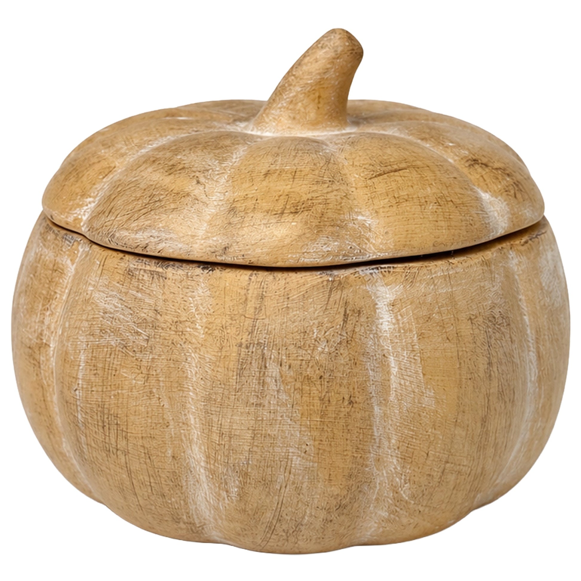 Pumpkin spice candle shown with the lid off