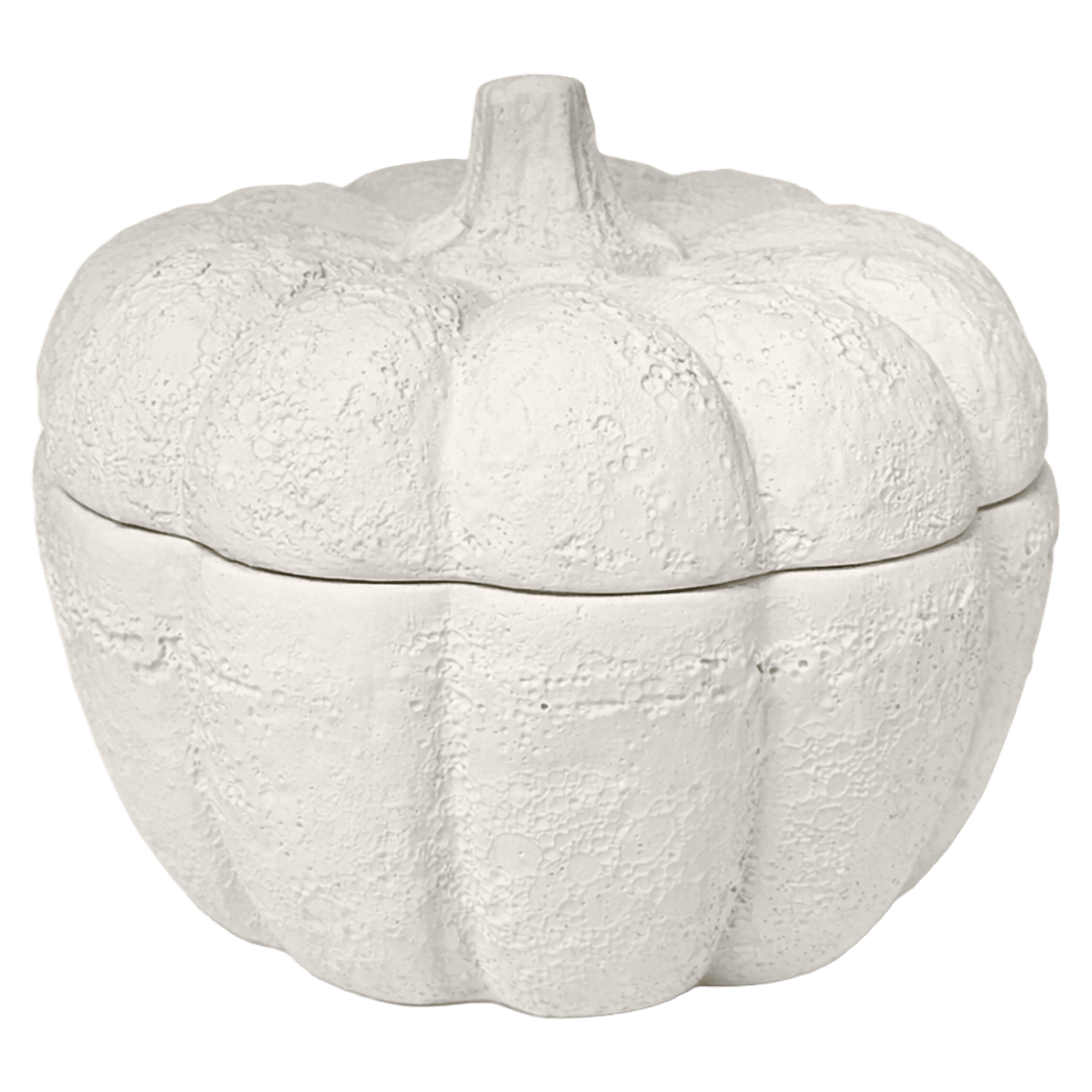 Cement pumpkin candle shown with the lid on